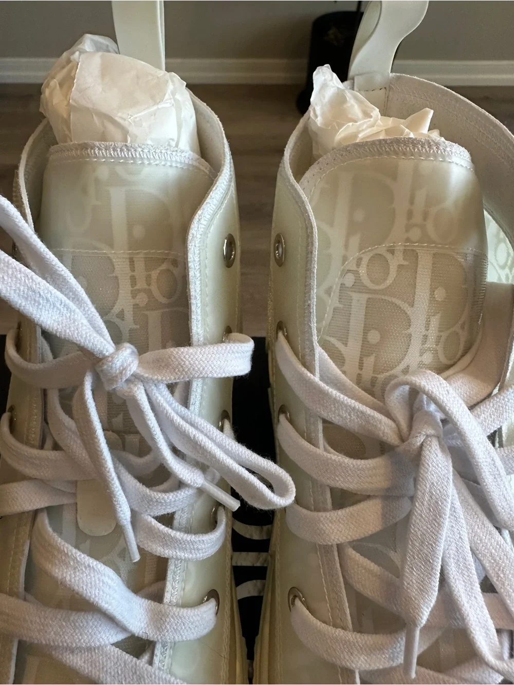 Dior Cream/Off-White Monogram High-Top Sneakers- Worn Once for a Photoshoot